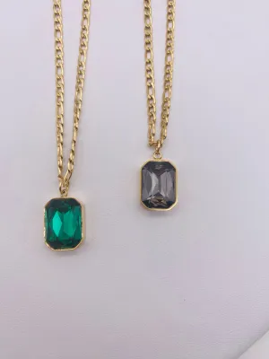 Emerald Green or Black Pendant Necklace
